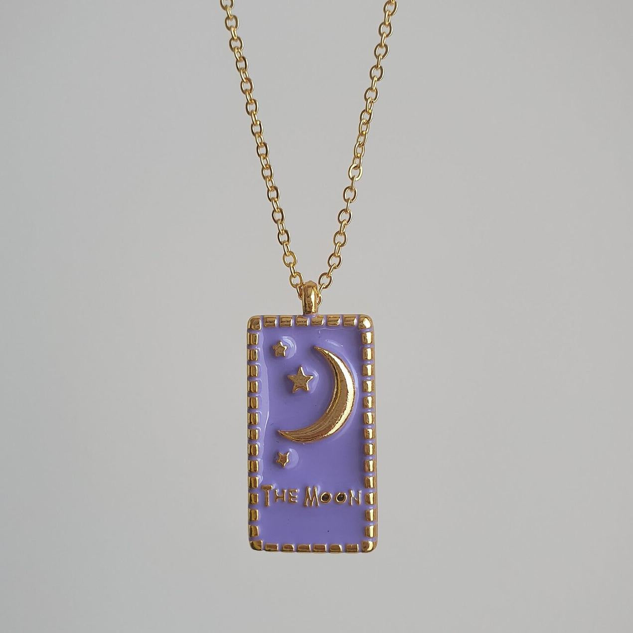 Retro Letter Star Moon Stainless Steel Enamel Pendant Necklace