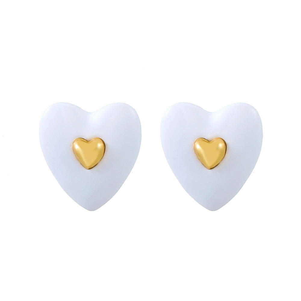 Fashion Heart Shape Alloy Metal No Inlaid Ear Studs