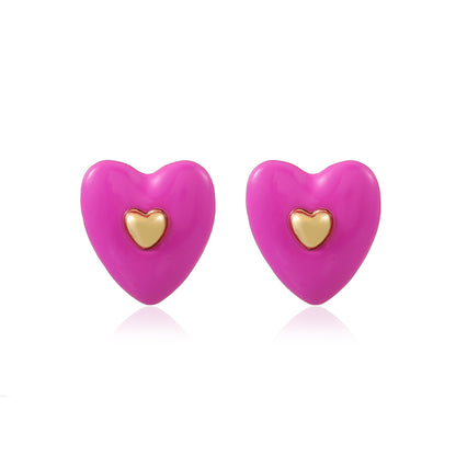 Fashion Heart Shape Alloy Metal No Inlaid Ear Studs