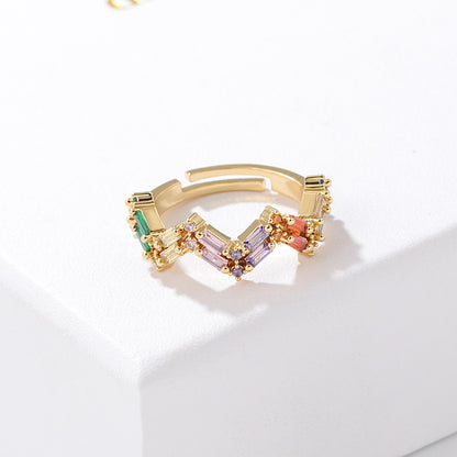 Fashion Geometric Copper Rings Plating Inlay Zircon Copper Rings