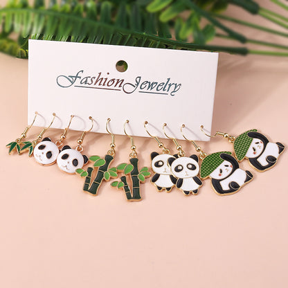 Cute Panda Alloy Plating Earrings