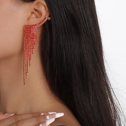 Simple Tassel Rhinestone Ear Needles Geometric New Long Earrings