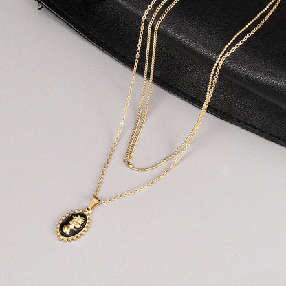 Fashion Human Stainless Steel Layered Necklaces Epoxy Stainless Steel Necklaces