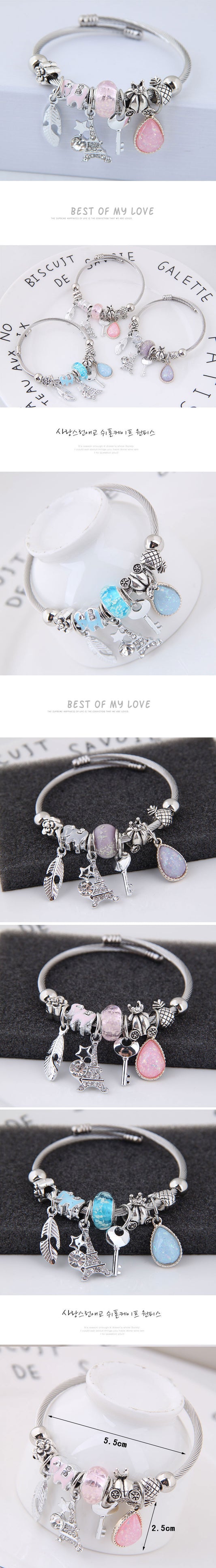 Classic Style Water Droplets Alloy Inlay Rhinestone Bangle
