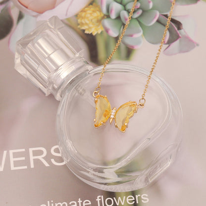 Sweet Butterfly Stainless Steel Necklace Plating Glass Stainless Steel Necklaces