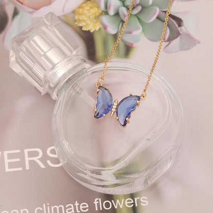 Sweet Butterfly Stainless Steel Necklace Plating Glass Stainless Steel Necklaces