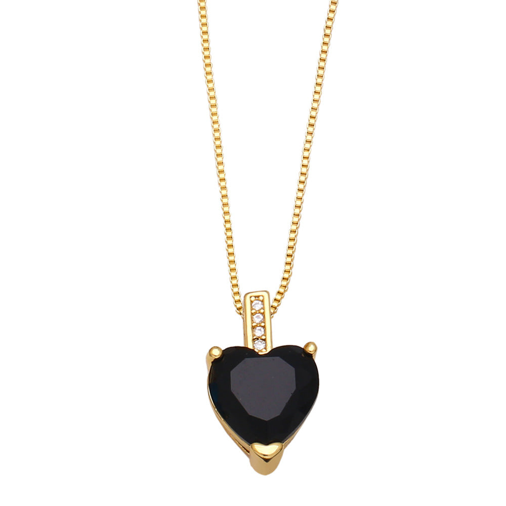 Fashion Heart Shape Copper Necklace Inlay Zircon Copper Necklaces