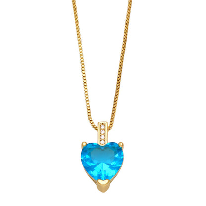 Fashion Heart Shape Copper Necklace Inlay Zircon Copper Necklaces