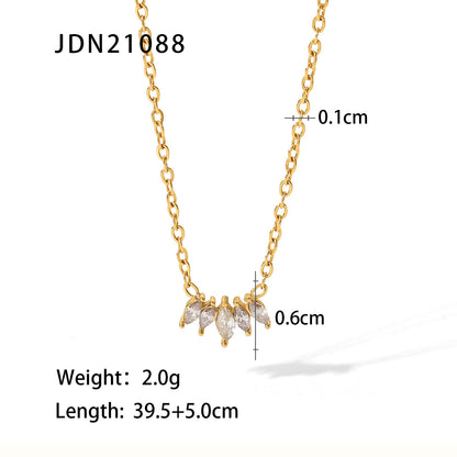 Fashion Geometric Stainless Steel Pendant Necklace Plating Zircon Stainless Steel Necklaces