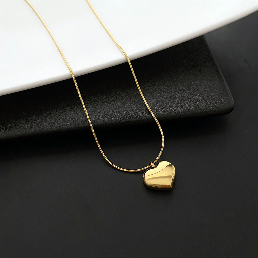 Simple Style Heart Shape Titanium Steel Necklace