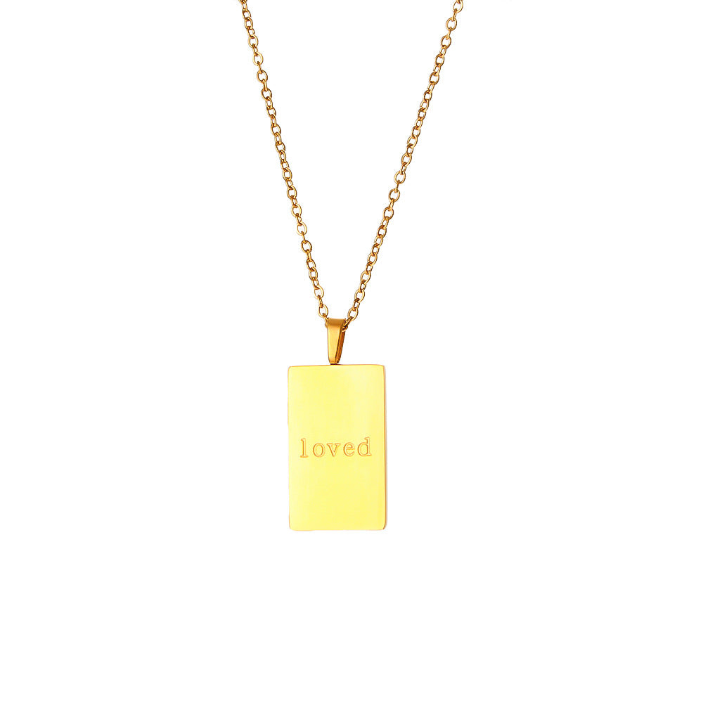 Retro Letter Square Stainless Steel Plating Gold Plated Necklace