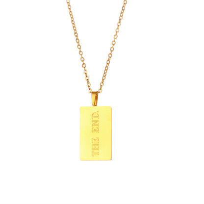 Retro Letter Square Stainless Steel Plating Gold Plated Necklace