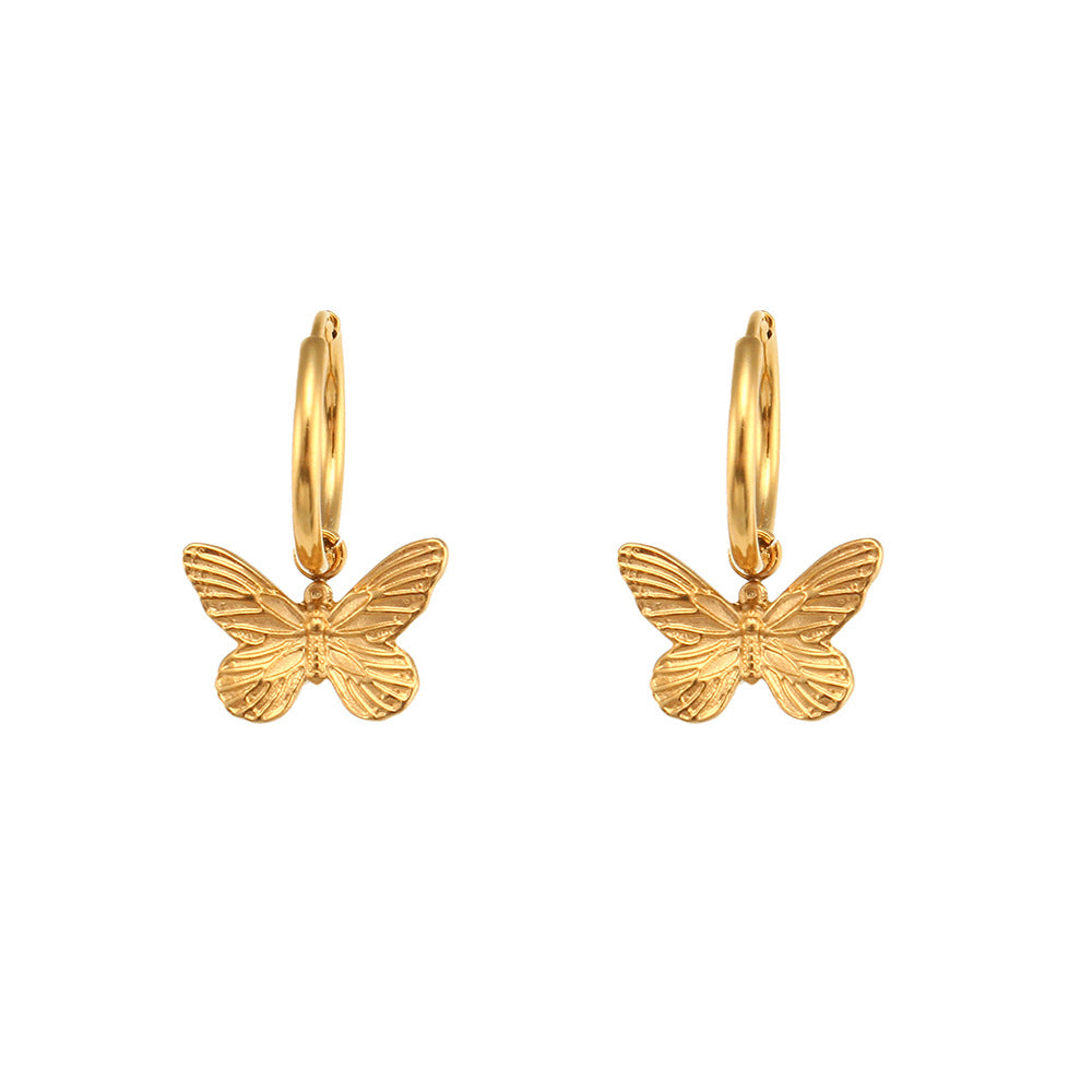 Retro Butterfly Stainless Steel Earrings Plating Stainless Steel Earrings