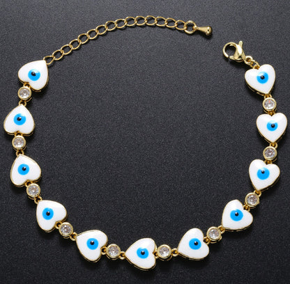 Fashion Heart Shape Eye Copper Bracelets Zircon Copper Bracelets