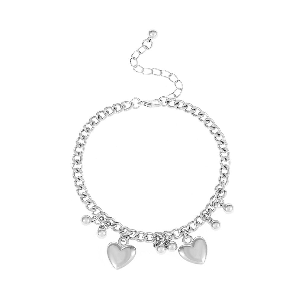 Fashion Simple Style Heart Shape Bell Alloy Bracelets 1 Piece