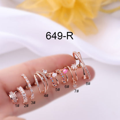 Fashion Geometric Plating Inlay Copper Zircon Ear Studs