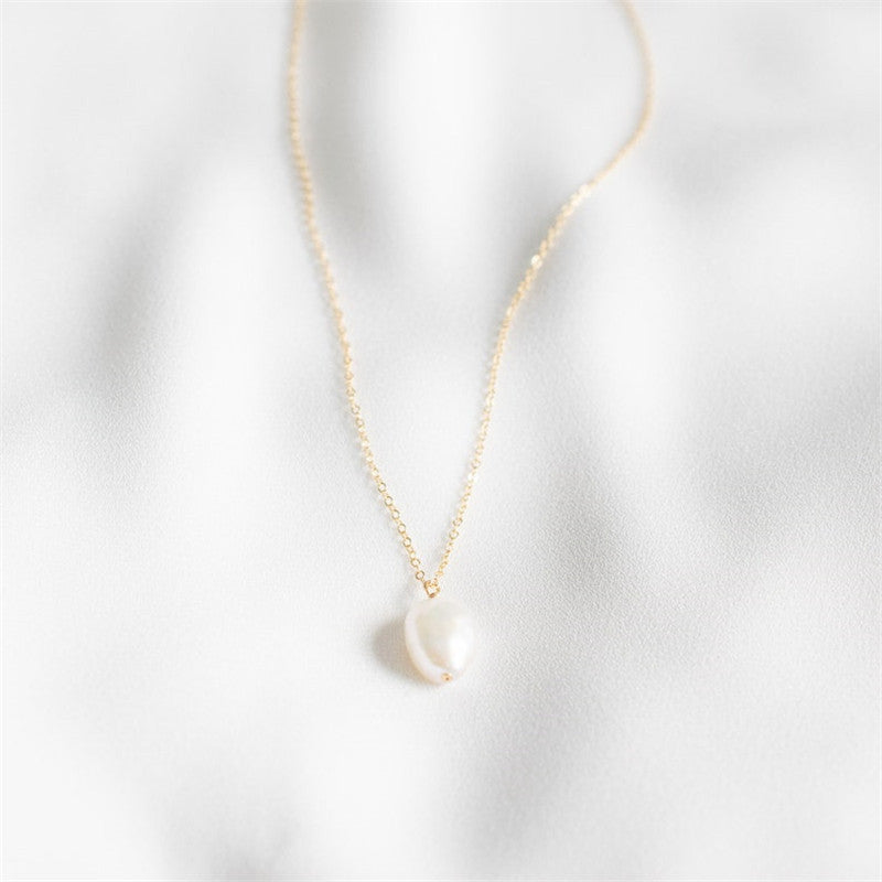 Simple Style Irregular Freshwater Pearl Brass Plating 14k Gold Plated Pendant Necklace