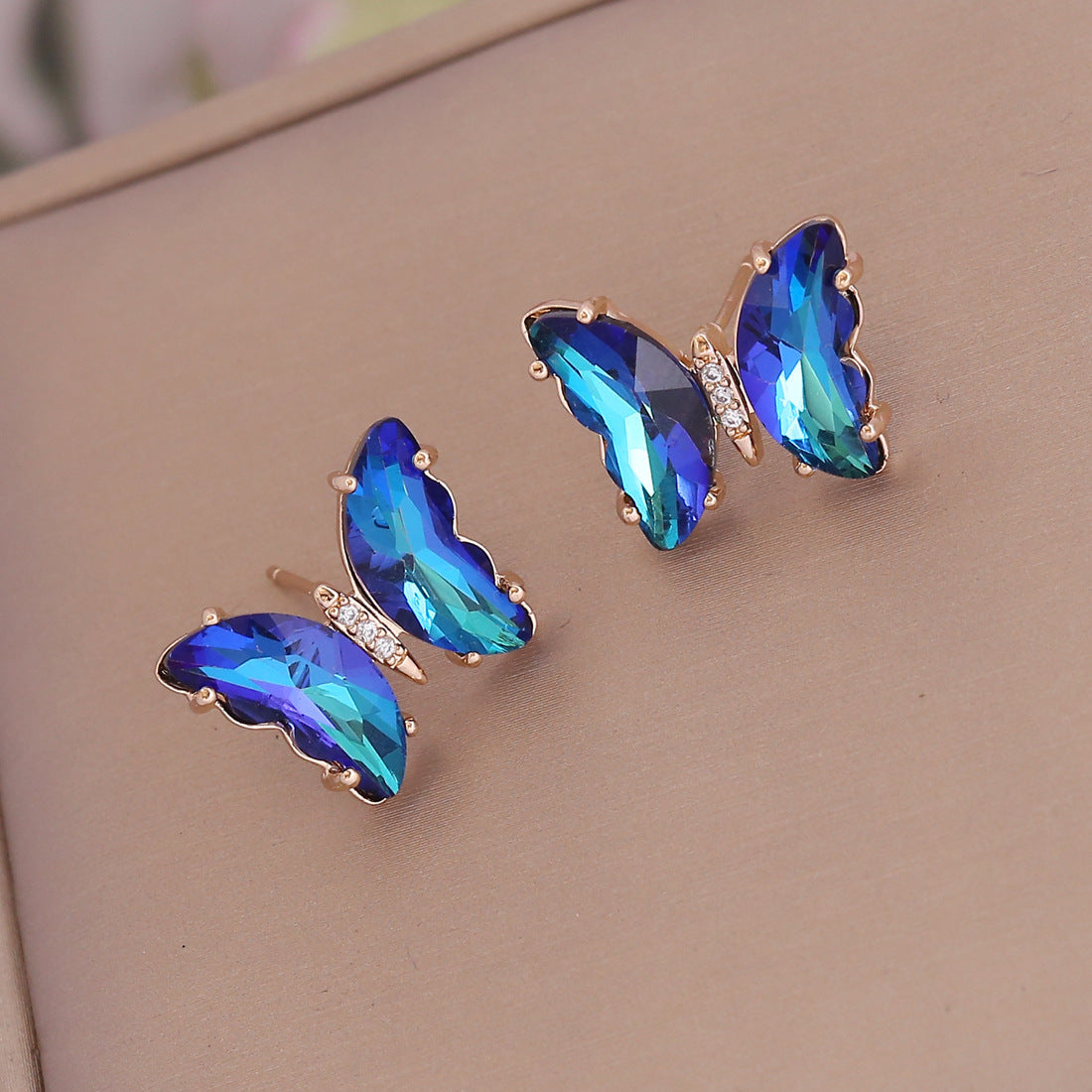 1 Pair Fashion Butterfly Copper Zircon Ear Studs