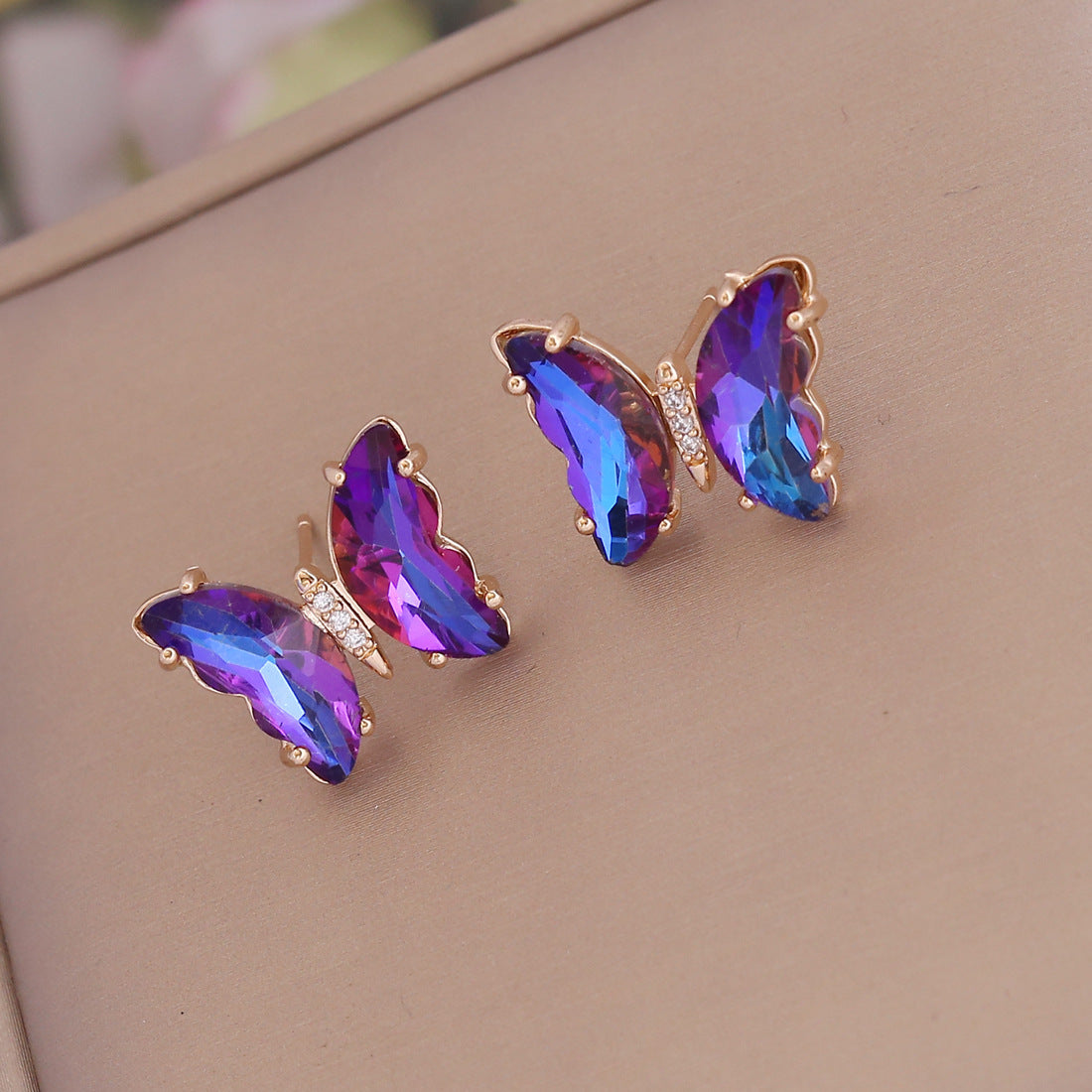 1 Pair Fashion Butterfly Copper Zircon Ear Studs