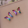 1 Pair Fashion Butterfly Copper Zircon Ear Studs