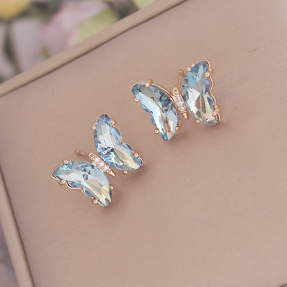 1 Pair Fashion Butterfly Copper Zircon Ear Studs