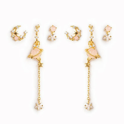 Sweet Star Tassel Brass Earrings Plating Zircon Copper Earrings