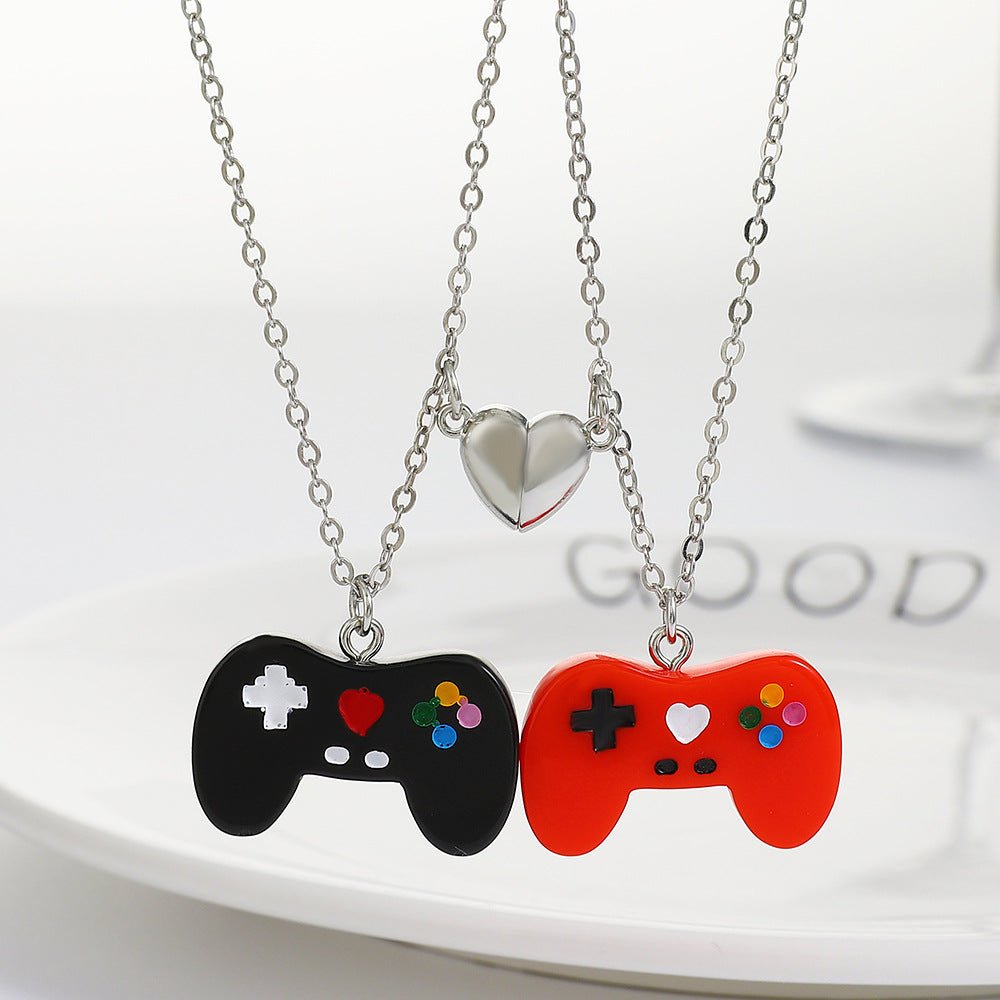 Funny Game Console Resin Plating Pendant Necklace 2 Piece Set