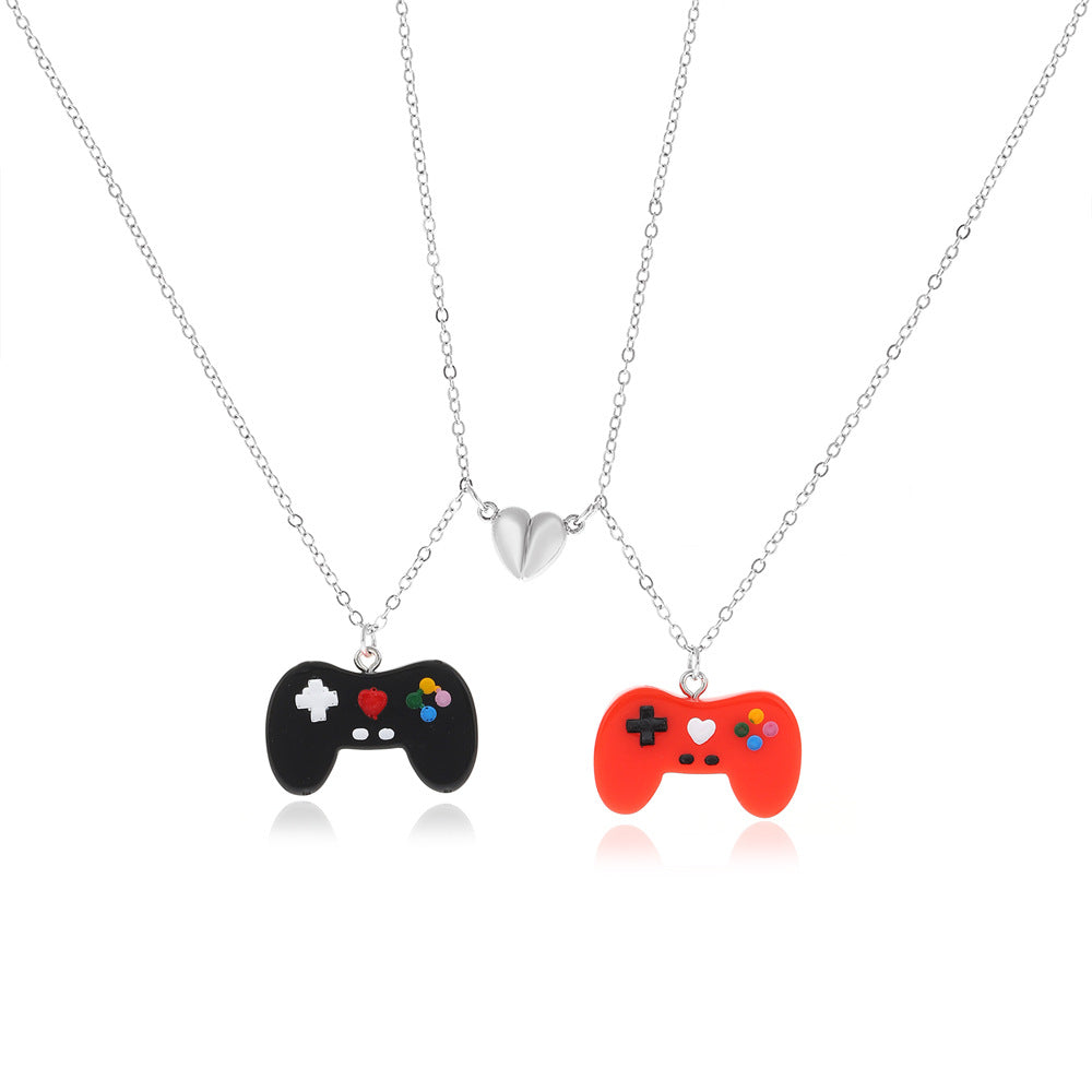 Funny Game Console Resin Plating Pendant Necklace 2 Piece Set