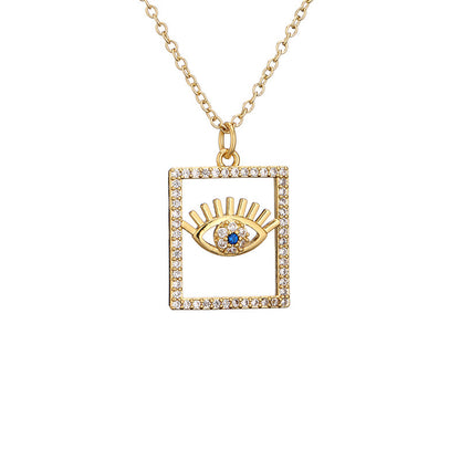 Vintage Style Eye Copper Plating Inlay Zircon Pendant Necklace