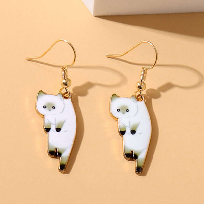 Cartoon Style Cat Alloy Plating Earrings 1 Pair