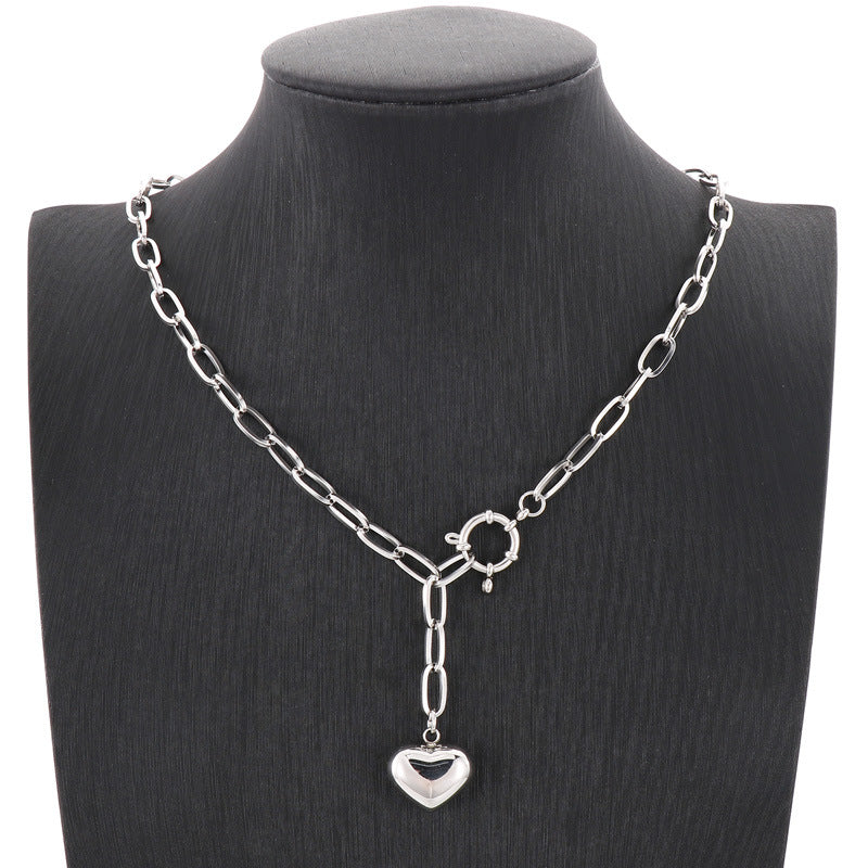 Fashion Heart Shape Titanium Steel Hollow Out Necklace