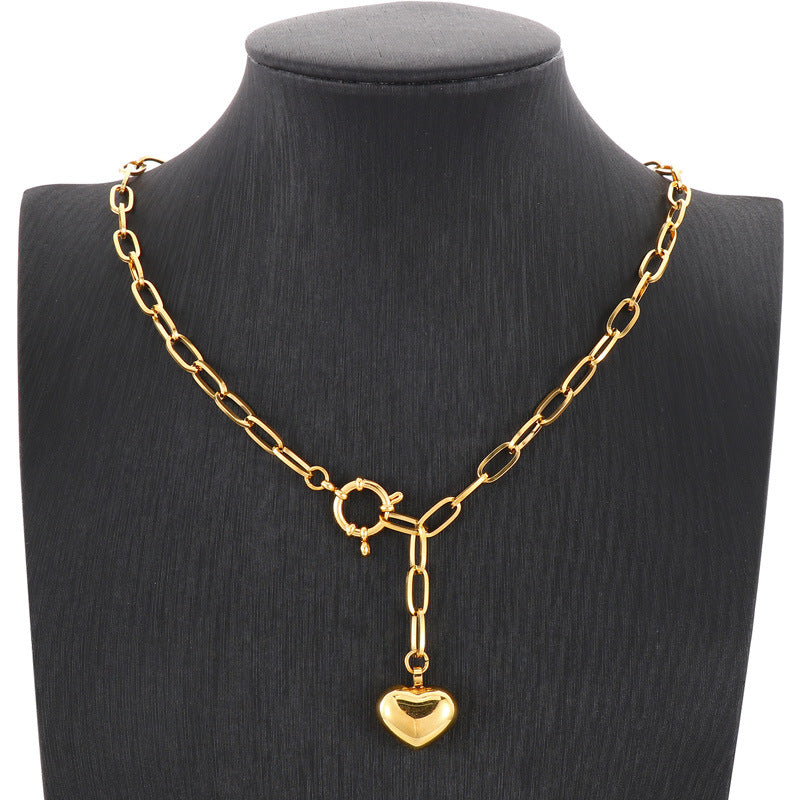 Fashion Heart Shape Titanium Steel Hollow Out Necklace