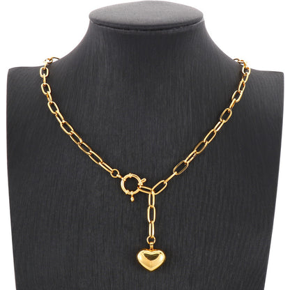 Fashion Heart Shape Titanium Steel Hollow Out Necklace