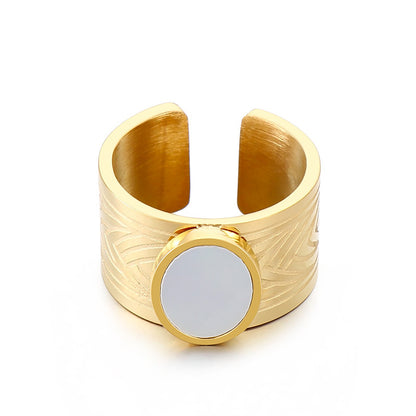 Retro Geometric Titanium Steel Open Ring Shell Stainless Steel Rings