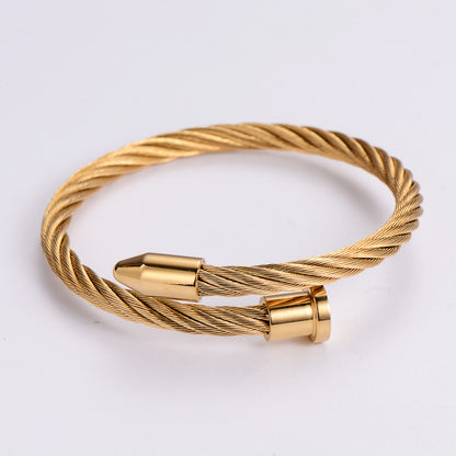 Simple Style Solid Color Titanium Steel Bangle Plating Stainless Steel Bracelets