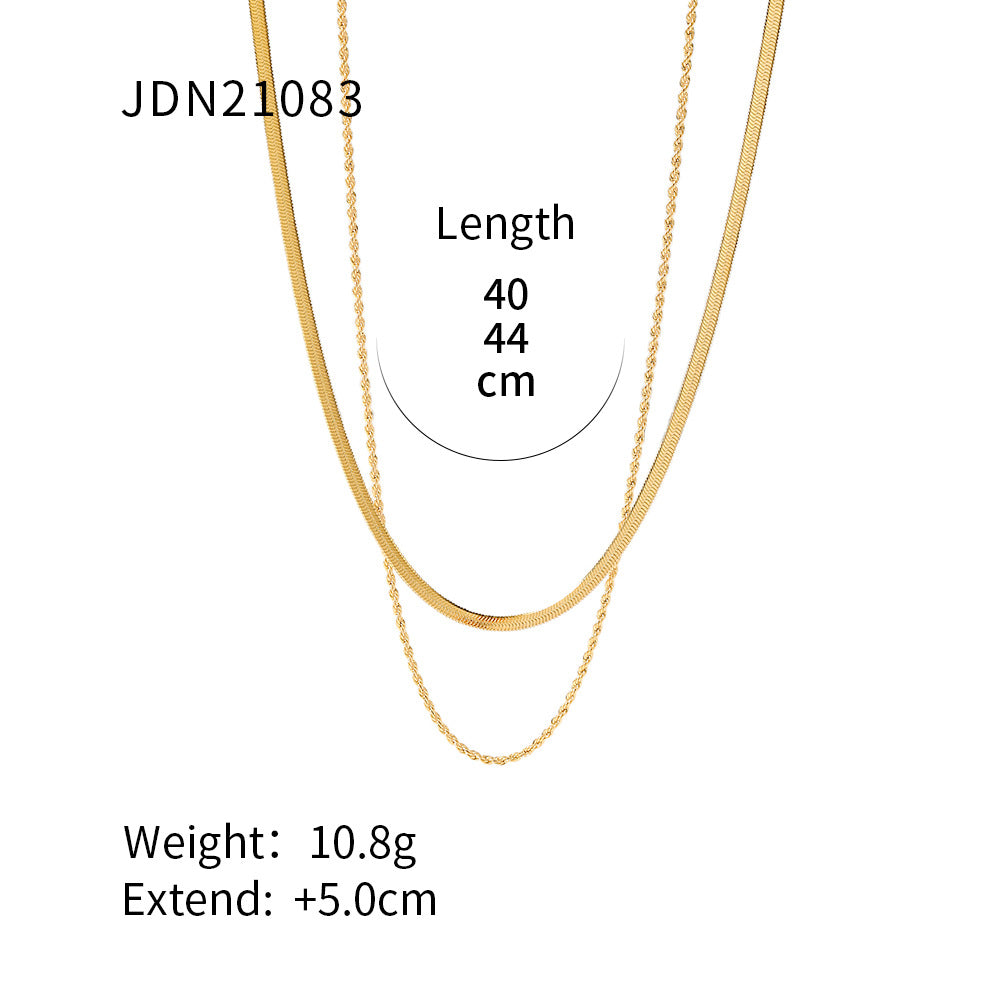 Fashion Geometric Stainless Steel Layered Necklaces Gold Plated Stainless Steel Necklaces