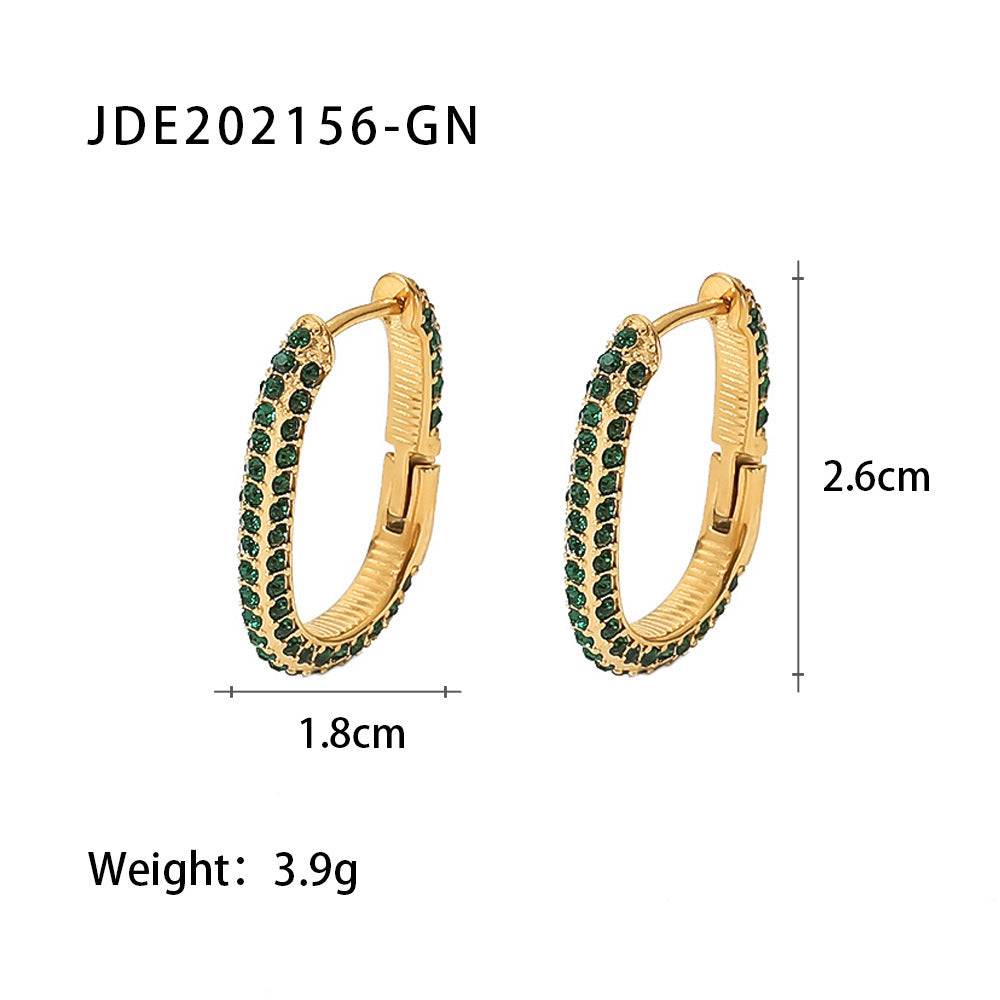 Fashion Geometric Stainless Steel Earrings Gold Plated Inlay Zircon Stainless Steel Earrings