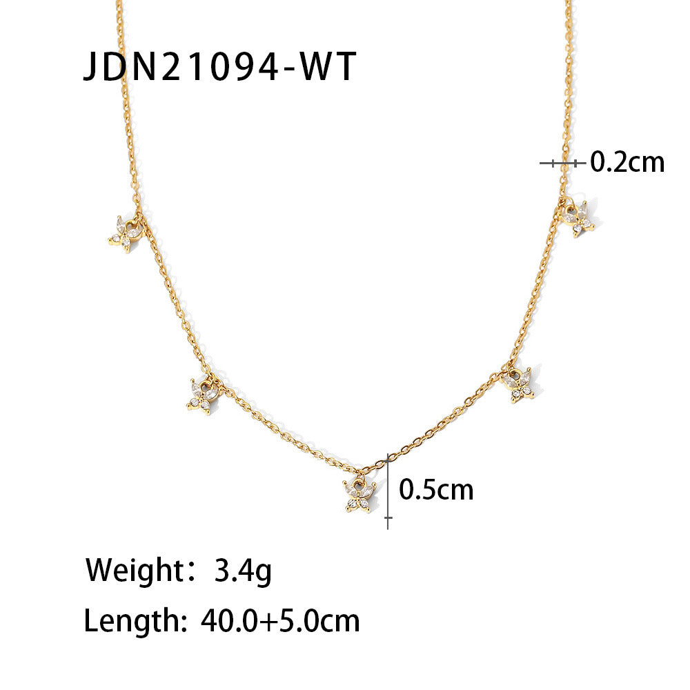 Fashion Geometric Stainless Steel Necklace Gold Plated Zircon Stainless Steel Necklaces