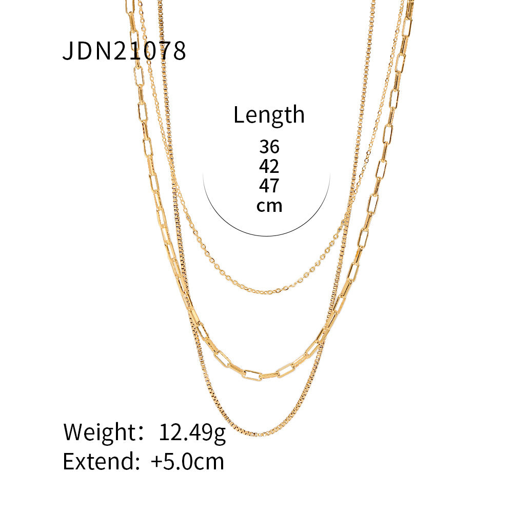 Fashion Geometric Stainless Steel Layered Necklaces Gold Plated Stainless Steel Necklaces