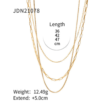 Fashion Geometric Stainless Steel Layered Necklaces Gold Plated Stainless Steel Necklaces