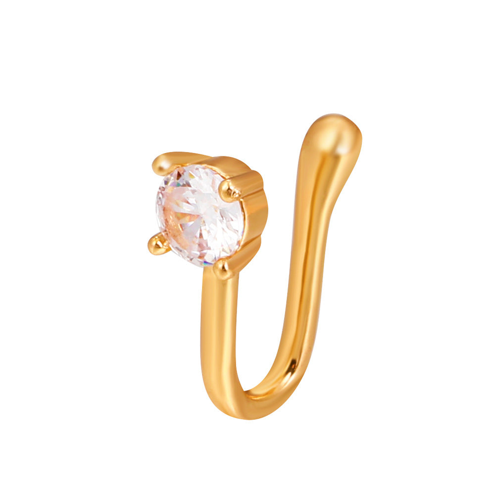 Fashion Star Moon Crown Copper Plating Zircon Nasal Splint 1 Piece