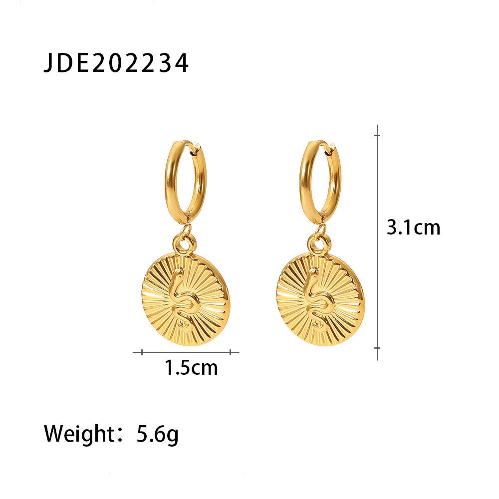 Casual Snake Gold Plated Stainless Steel Gold Plated Drop Earrings