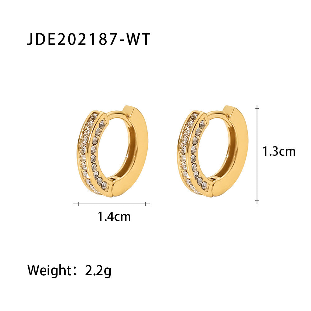 Fashion Circle Gold Plated Stainless Steel Zircon Gold Plated Earrings