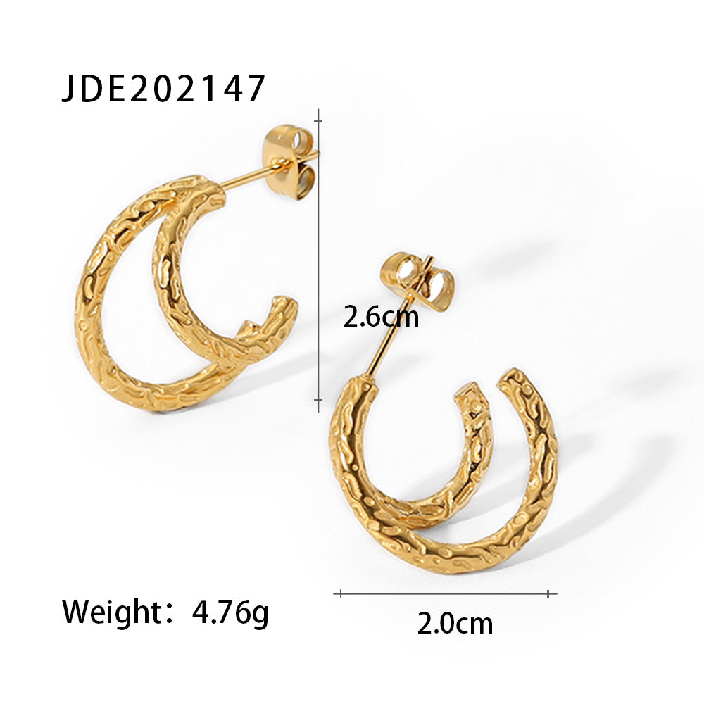 Fashion Geometric Stainless Steel Earrings Layered Gold Plated Stainless Steel Earrings