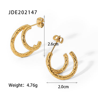 Fashion Geometric Stainless Steel Earrings Layered Gold Plated Stainless Steel Earrings