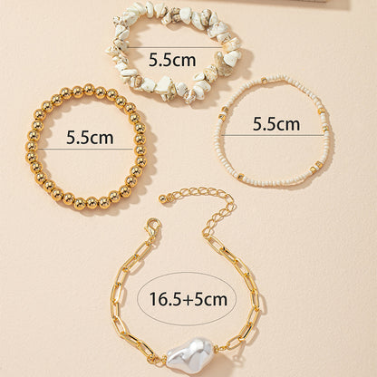 Fashion Irregular Shell Beaded Bracelets 1 Set