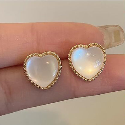 Fashion Heart Shape Metal Plating Metal Ear Studs 1 Pair