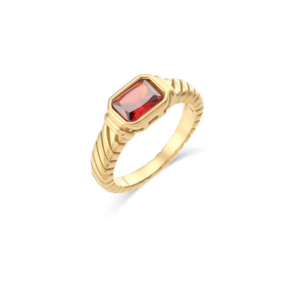 Vintage Style Geometric Stainless Steel Gold Plated Rings Plating Inlaid Zircon Zircon Gold Plated Stainless Steel Rings