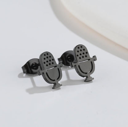 1 Pair Fashion Musical Instrument Titanium Steel Plating Ear Studs