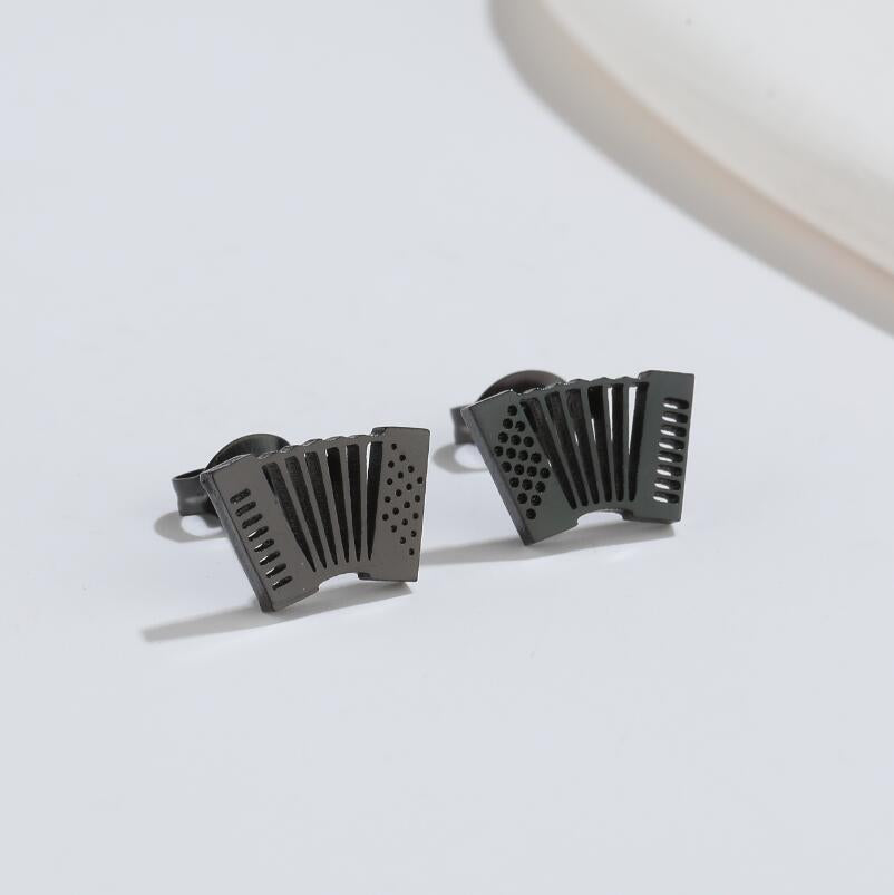 1 Pair Fashion Musical Instrument Titanium Steel Plating Ear Studs